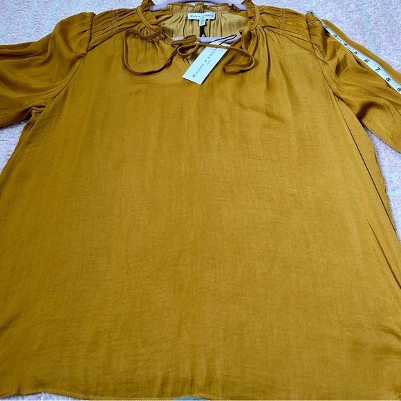 NWT Maison d' Amélie Gold Satin Blouse Puff Sleeves Size XL Fall Autumn Office - Picture 9 of 9